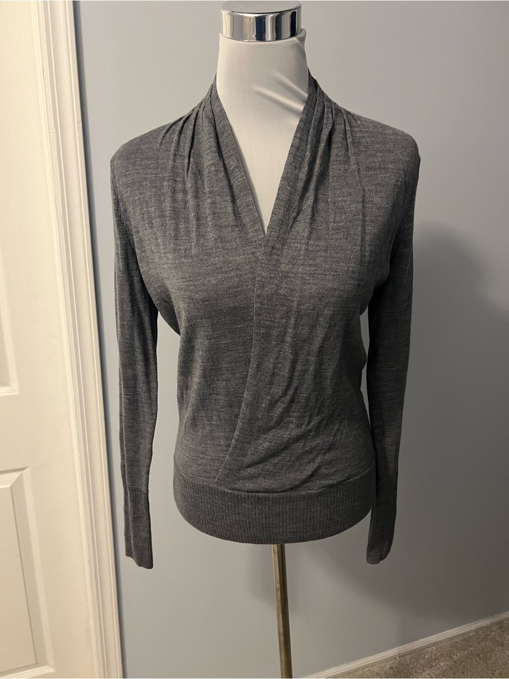 The Limited Gray V-Neck Wrap-Style Women's Sweater